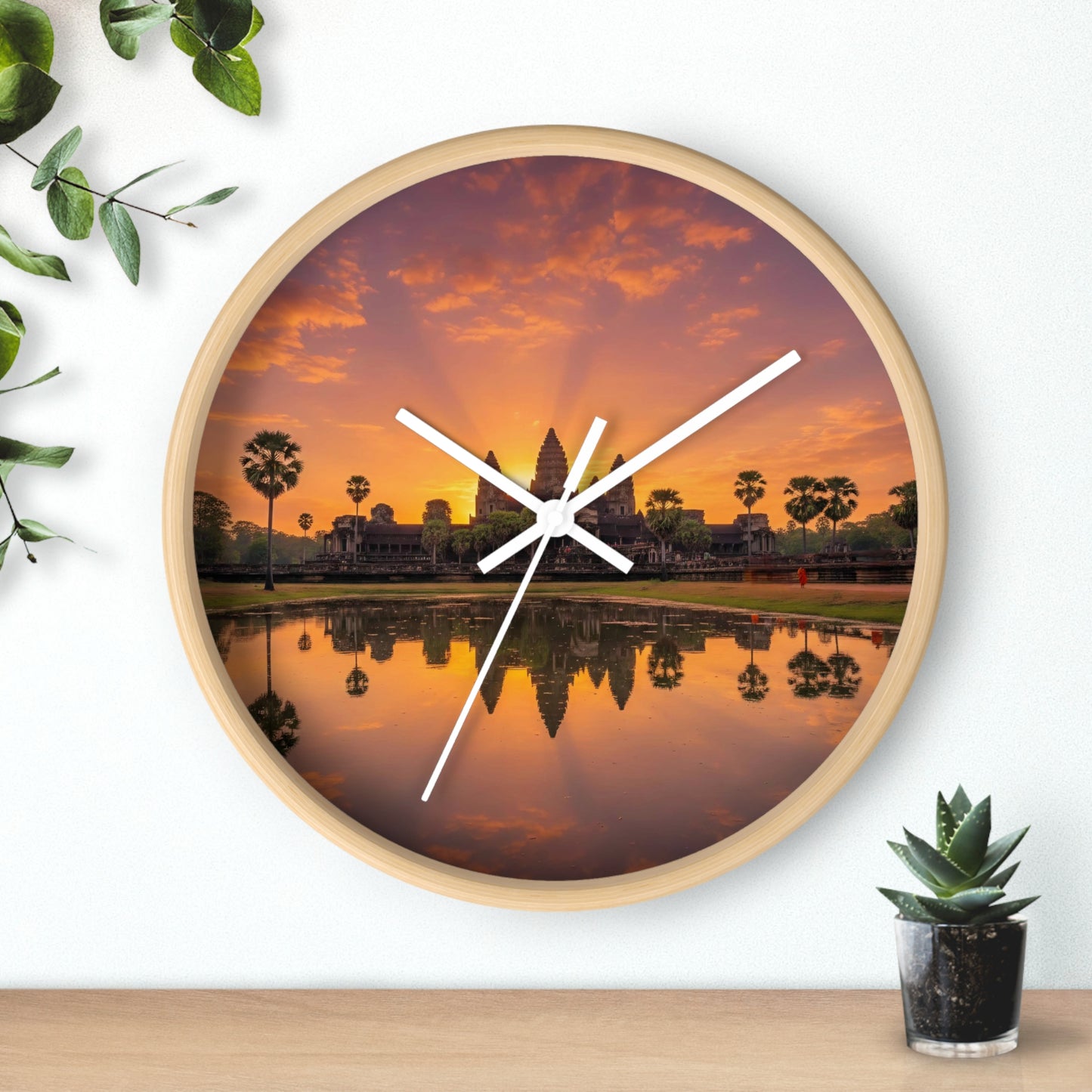 Angkor Wat Golden Sunrise Wall Clock