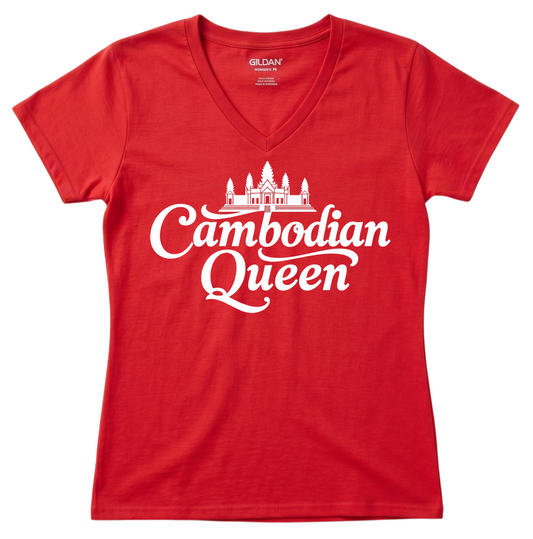 Cambodian Queen Angkor Wat Women’s V-Neck Tee – Royal Blue V13
