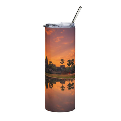 Angkor Wat Sunrise Reflective Travel Cup - 20oz Stainless Tumbler