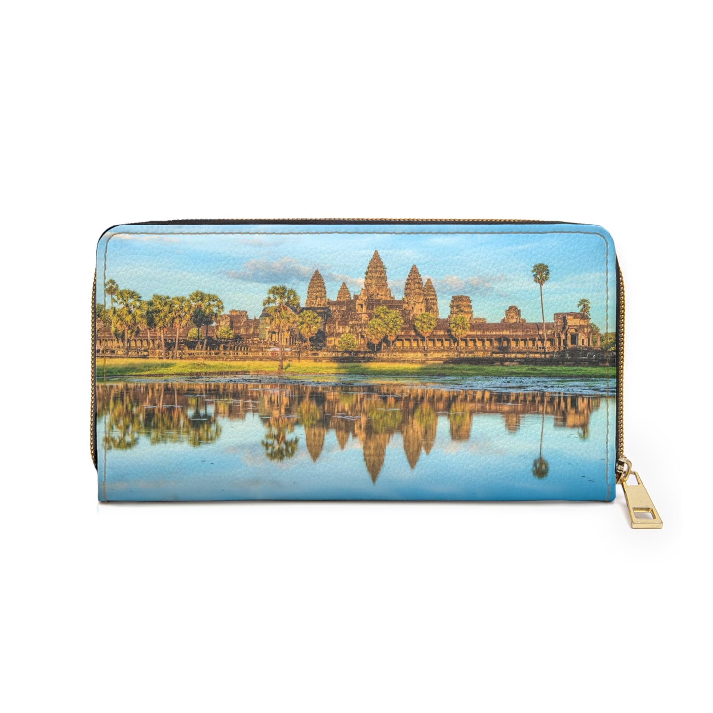 Angkor Wat Reflection Zipper Wallet — Cambodia Temple Travel Wallet