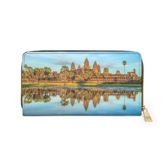 Angkor Wat Reflection Zipper Wallet — Cambodia Temple Travel Wallet