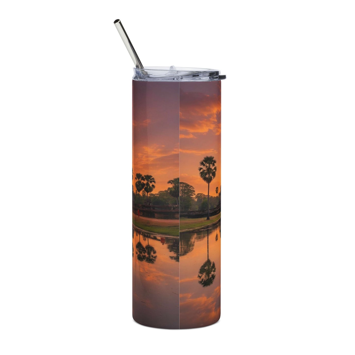 Angkor Wat Sunrise Reflective Travel Cup - 20oz Stainless Tumbler