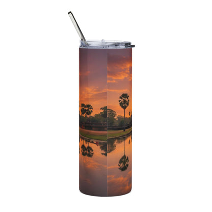 Angkor Wat Sunrise Reflective Travel Cup - 20oz Stainless Tumbler