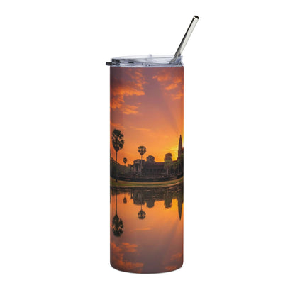 Angkor Wat Sunrise Reflective Travel Cup - 20oz Stainless Tumbler
