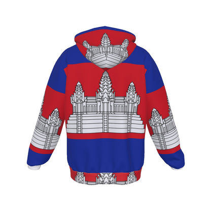 Cambodian Flag Heritage | Premium Full-Zip All-Over Print Hoodie