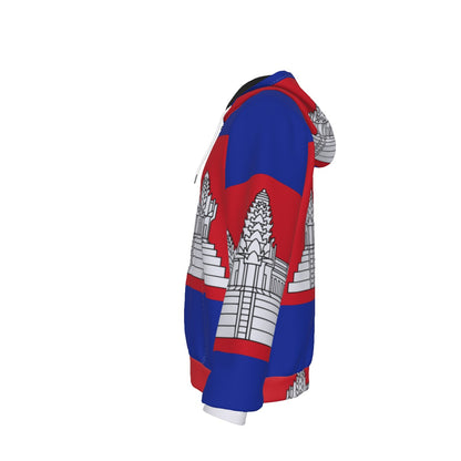 Cambodian Flag Heritage | Premium Full-Zip All-Over Print Hoodie