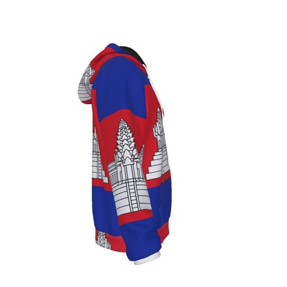 Cambodian Flag Heritage | Premium Full-Zip All-Over Print Hoodie