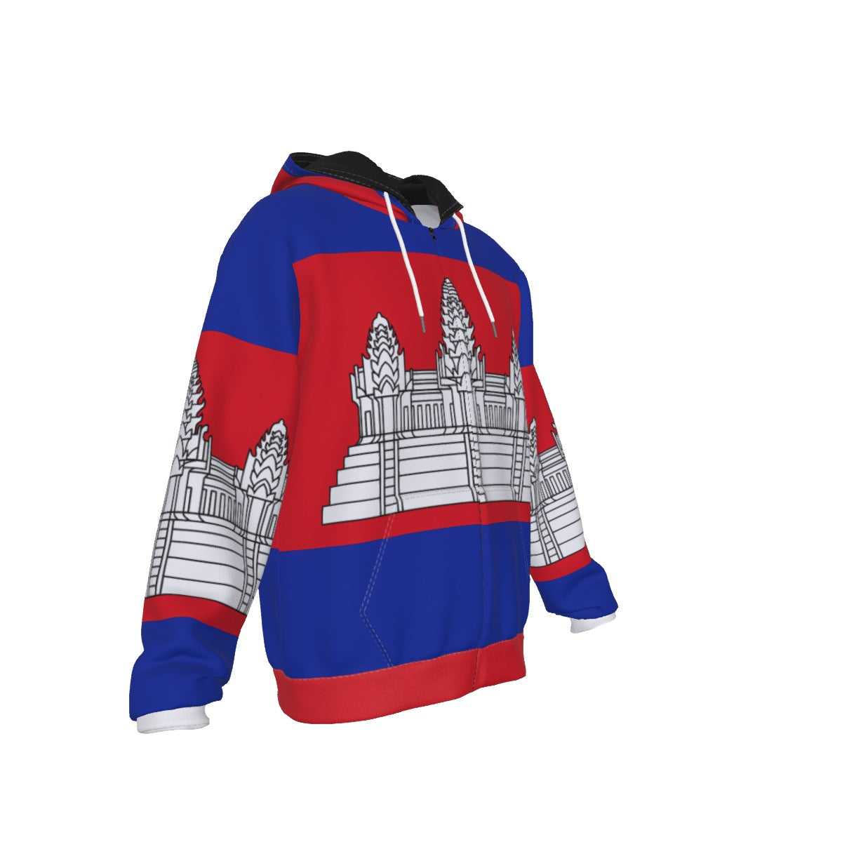 Cambodian Flag Heritage | Premium Full-Zip All-Over Print Hoodie