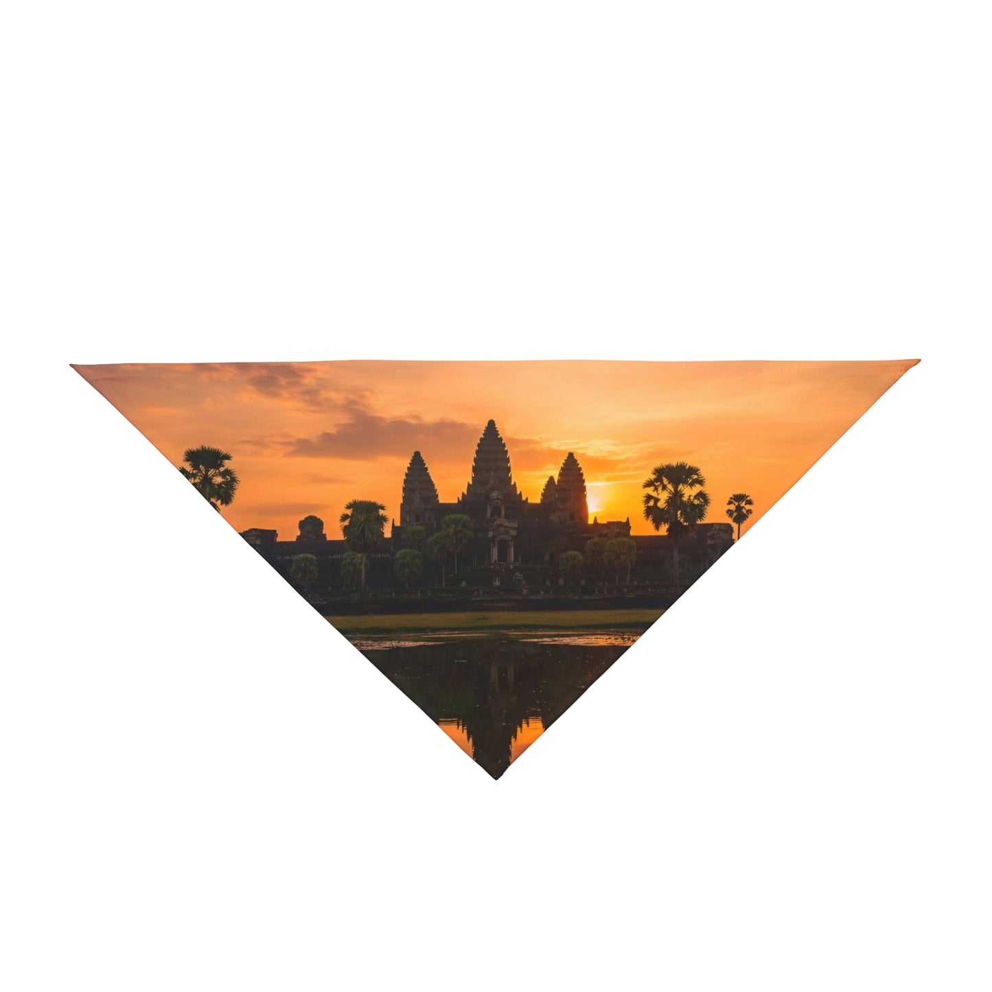 Angkor Wat Sunrise Pet Bandana — Cambodian Temple Travel Scarf for Dogs & Cats