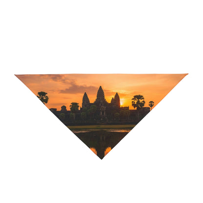 Angkor Wat Sunrise Pet Bandana — Cambodian Temple Travel Scarf for Dogs & Cats