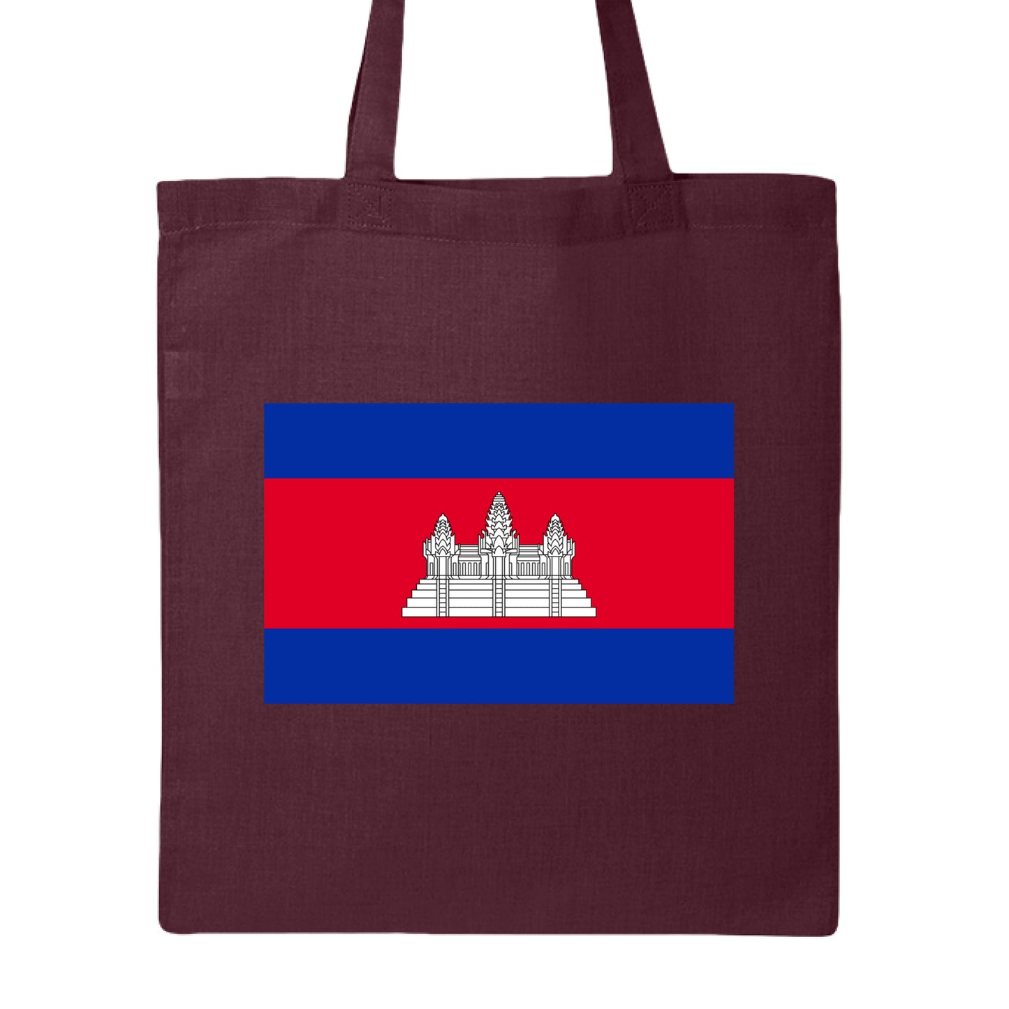 Tote bag with the flag of Cambodia on a white background