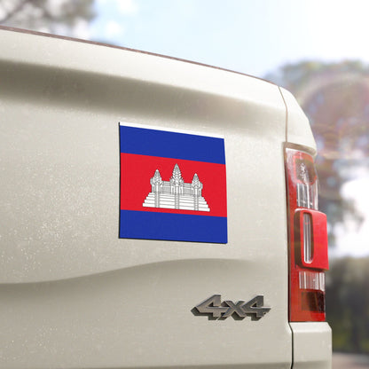 Car with a Cambodia flag sticker on the back