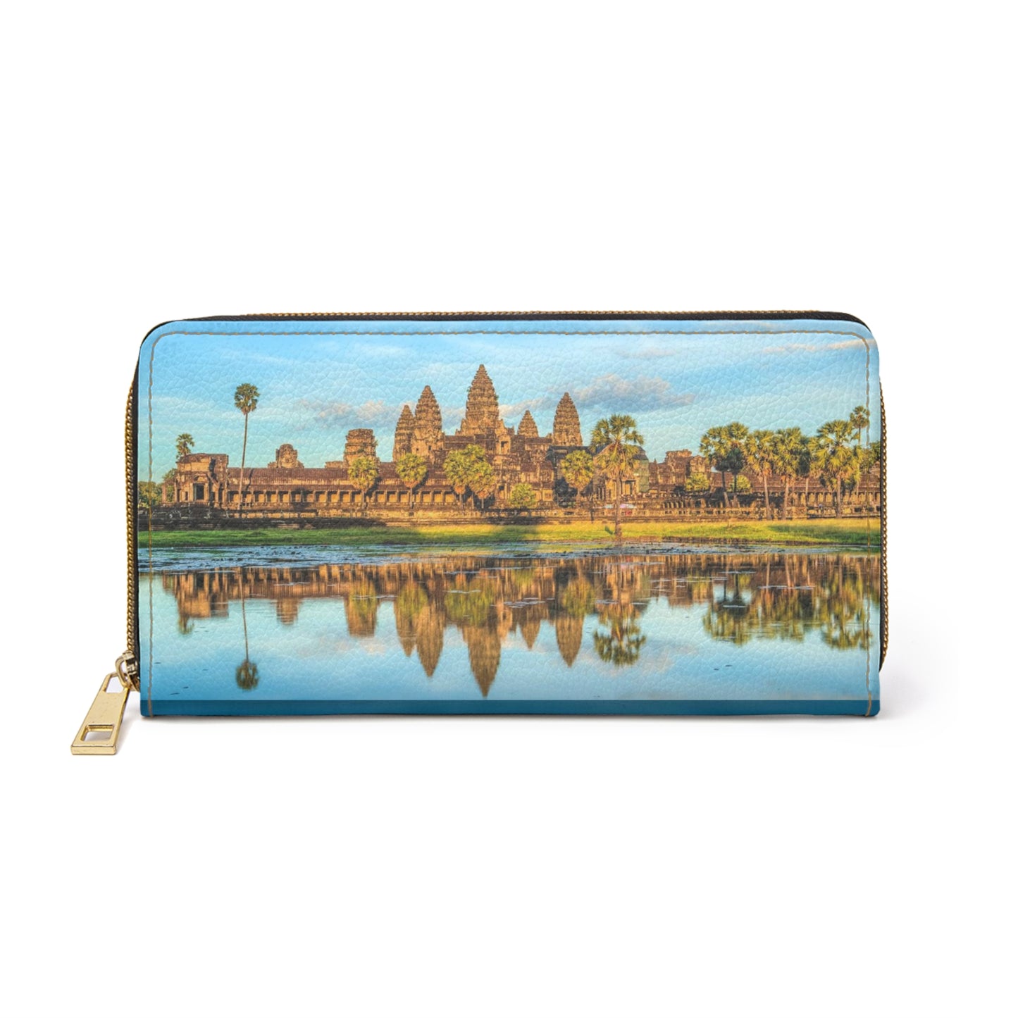 Wallet with Angkor Wat design on a white background
