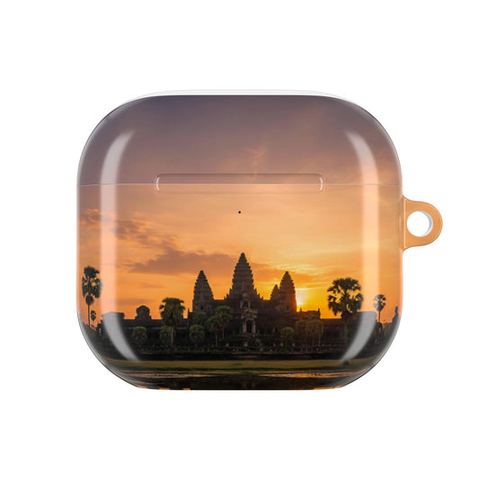 AirPods case with Angkor Wat design at sunset