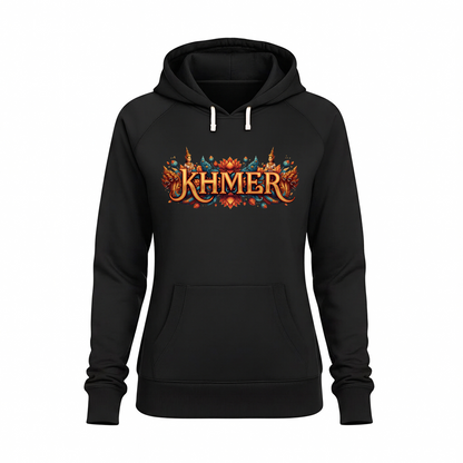 Black hoodie with 'Khmer' logo on a white background