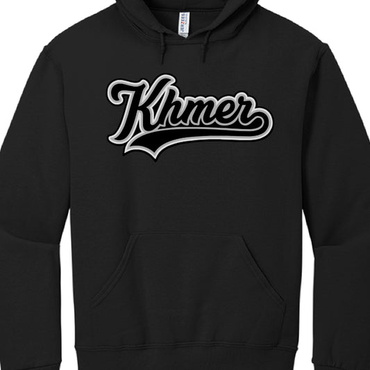 Black hoodie with 'Khmer' text on a white background