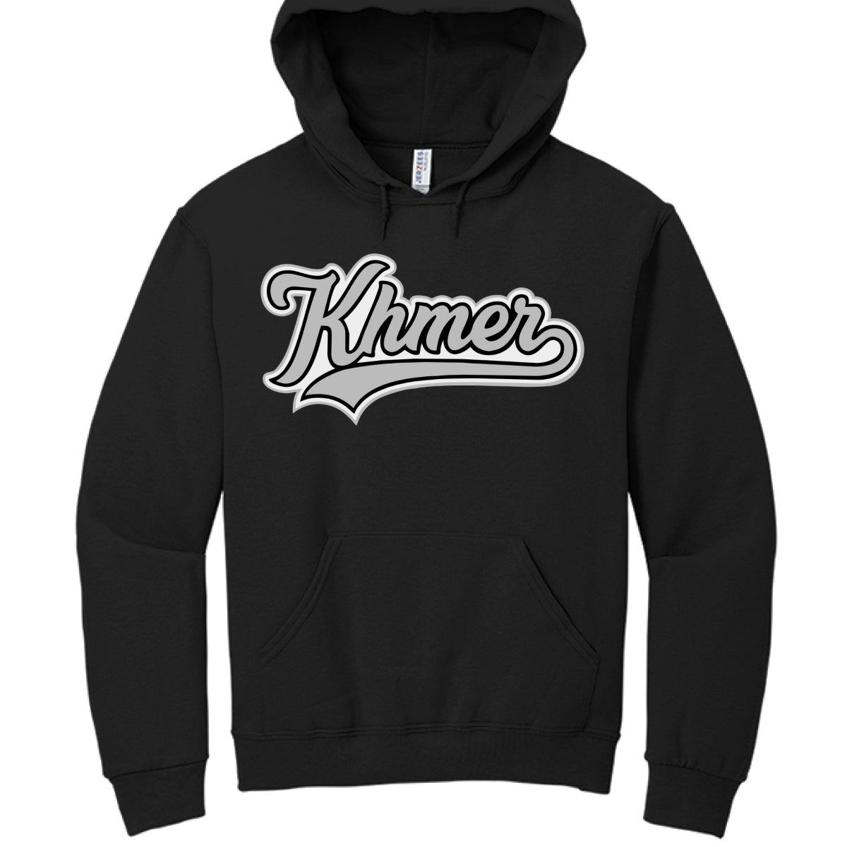 Black hoodie with 'Khmer' text on a white background