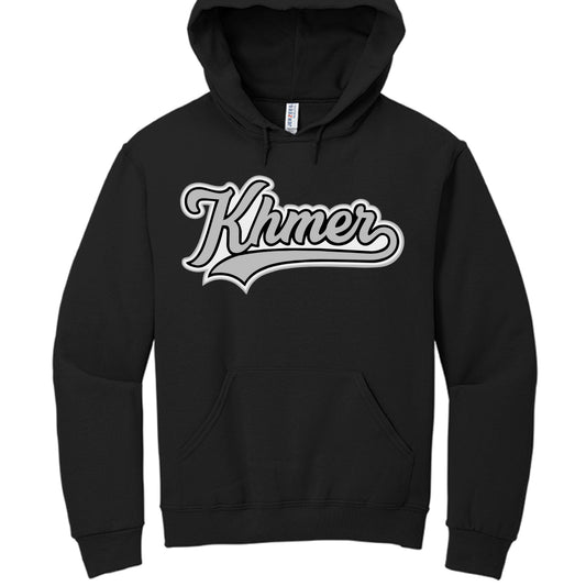 Black hoodie with 'Khmer' text on a white background