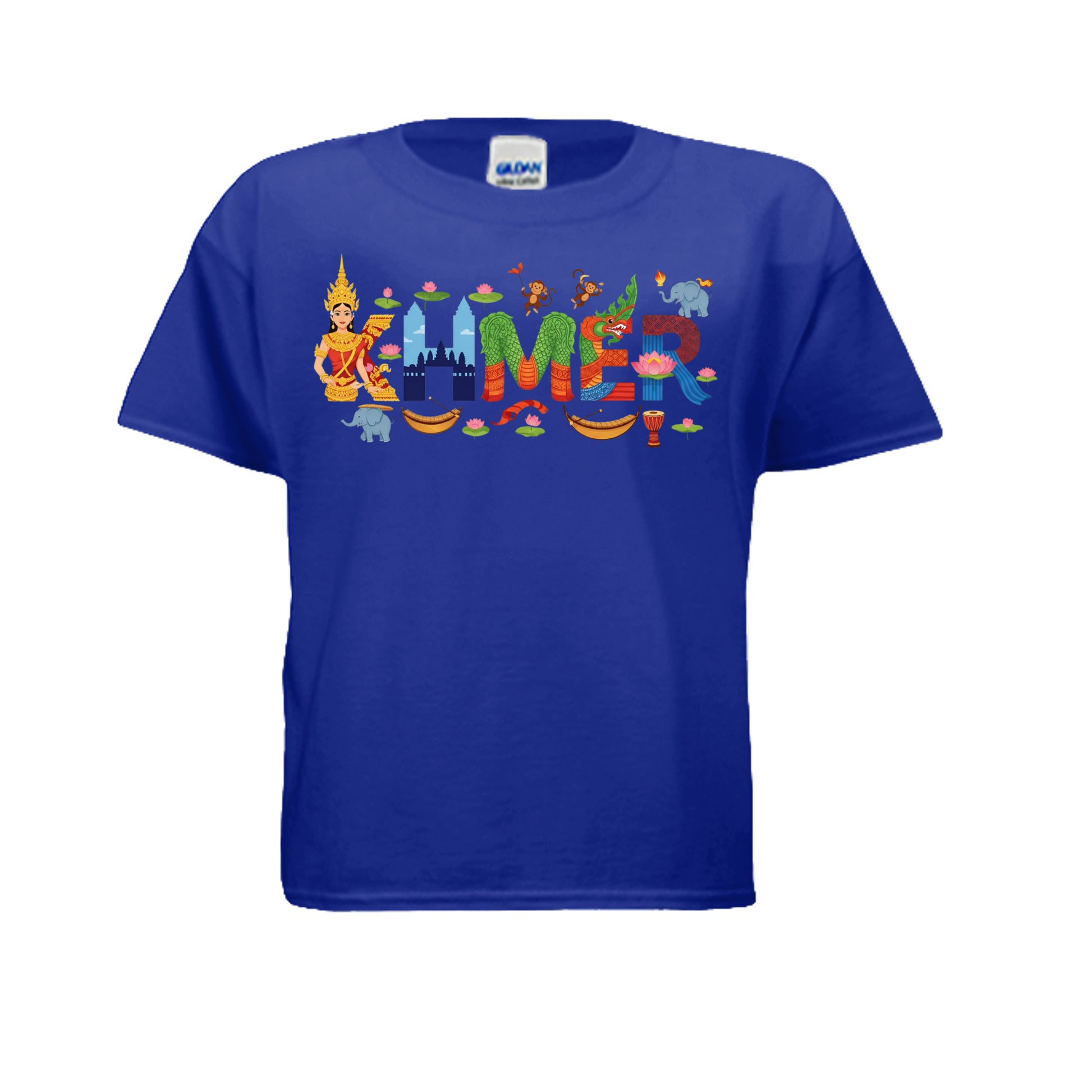 Black t-shirt with graphic design featuring a character, cross, and text on a white background
