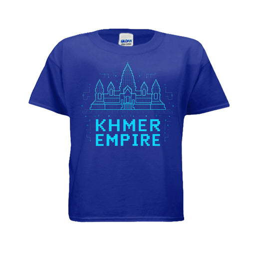 Blue t-shirt with airplane design on a white background