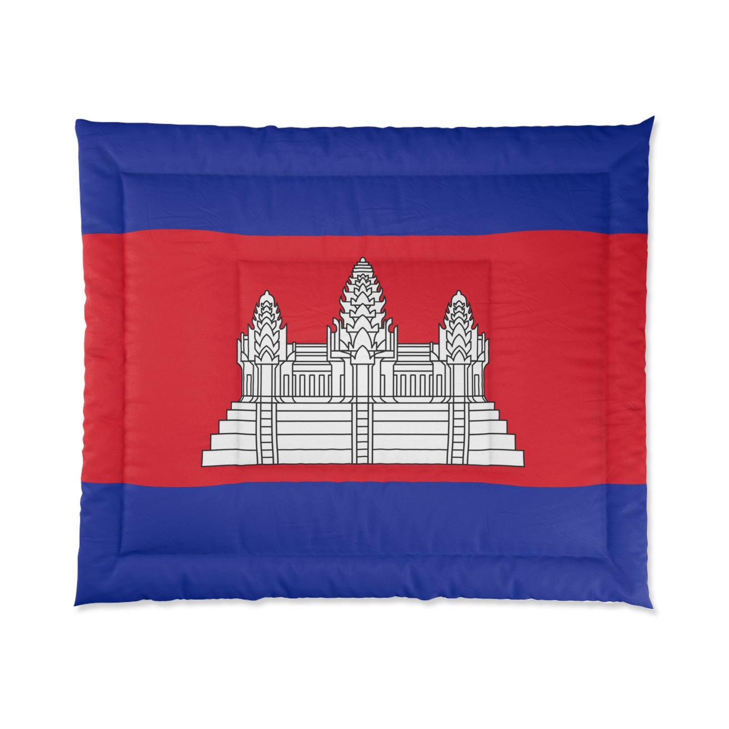 Flag of Cambodia with a temple design on a white background