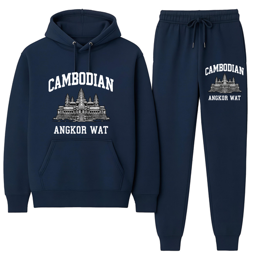 Angkor Wat Heritage Collegiate Tracksuit – Midnight Navy | Hoodie & Sweatpants Combo 12