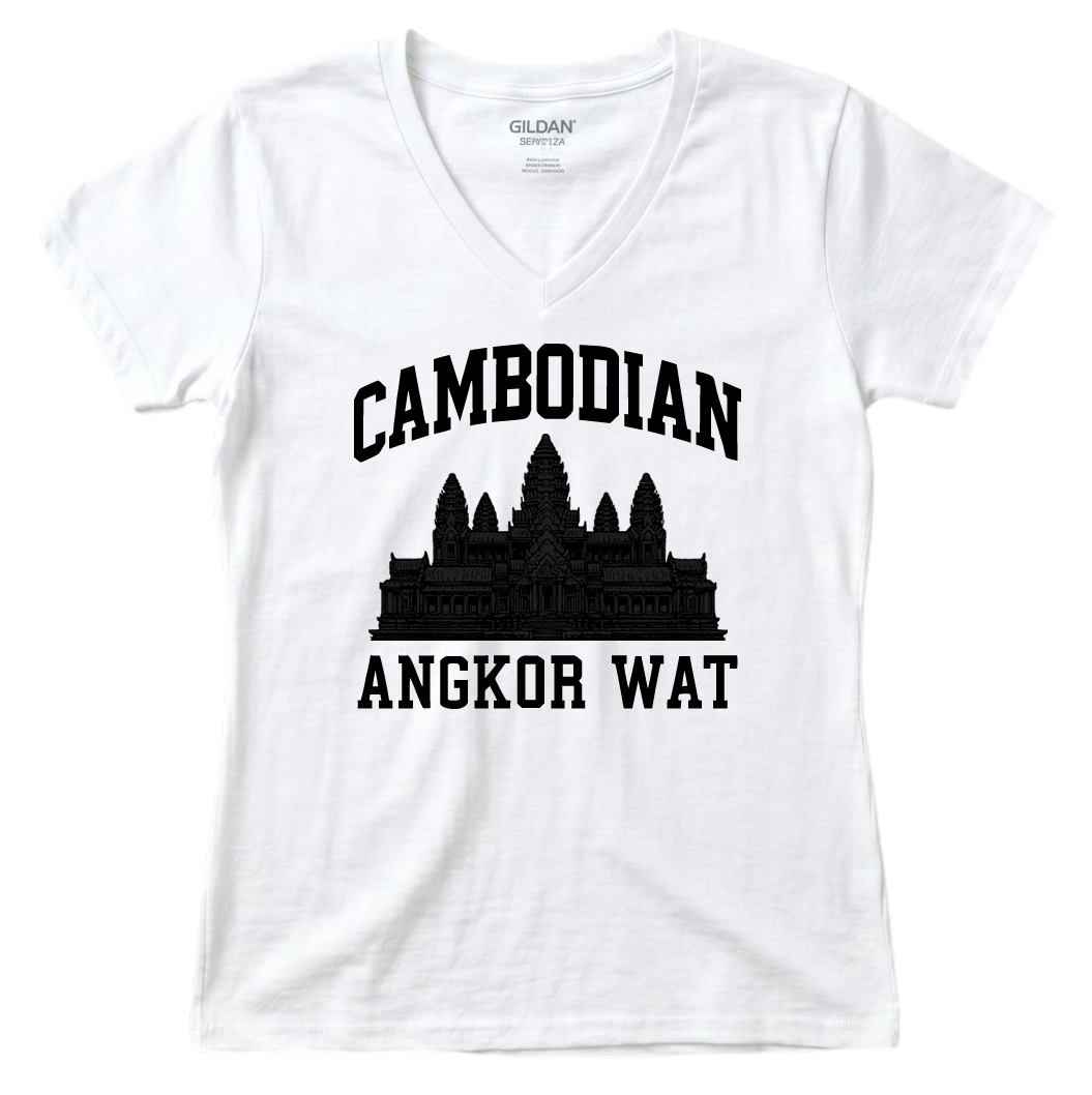 Cambodian Angkor Wat Women's V-Neck Tee V1