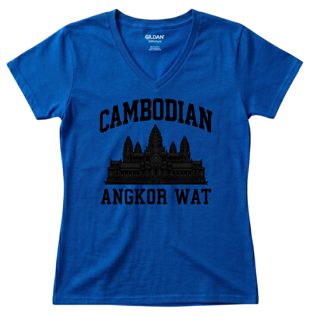 Cambodian Angkor Wat Women's V-Neck Tee V1