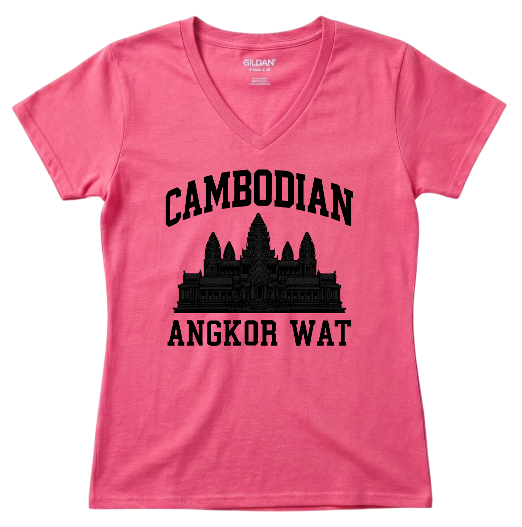 Cambodian Angkor Wat Women's V-Neck Tee V1