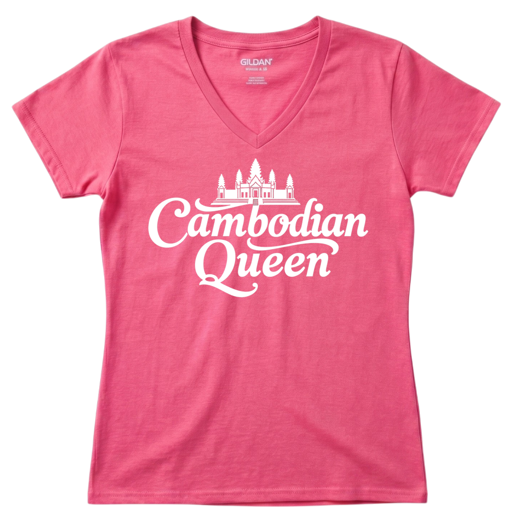 Cambodian Queen Angkor Wat Women’s V-Neck Tee – Royal Blue V13