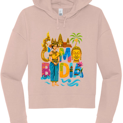 Beige hoodie with colorful 'INDIA' text and graphics on a white background
