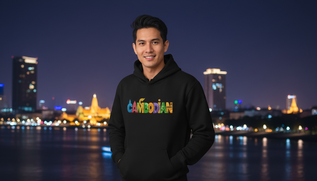 Cambodian Multi-Color Heritage Hoodie | Vibrant Cultural Art | Cambodian Men's hoodie A133