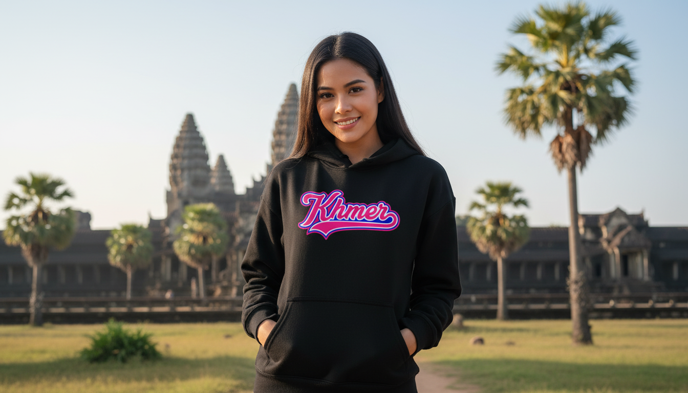 Cambo King "Retro Khmer" Script Hoodie | Women's hoodie A157